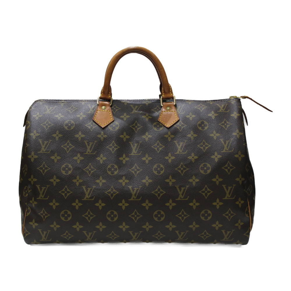 Louis Vuitton Speedy Monogram Leather Brown Handbag Boston Bag Classic Cadena